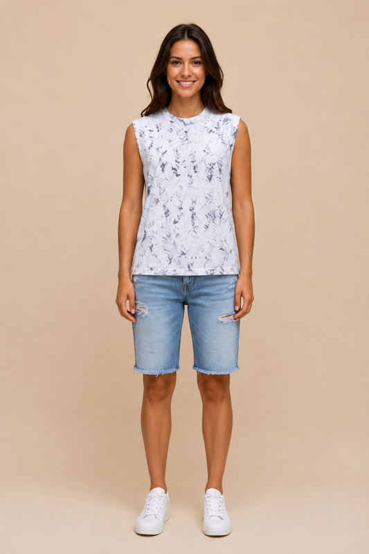 Acid Washed Vest - White
