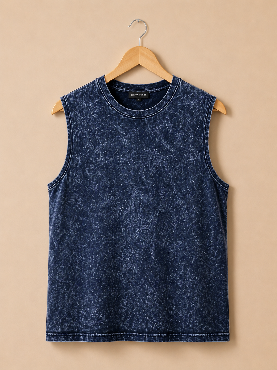 Acid Washed Vest - Navy Blue