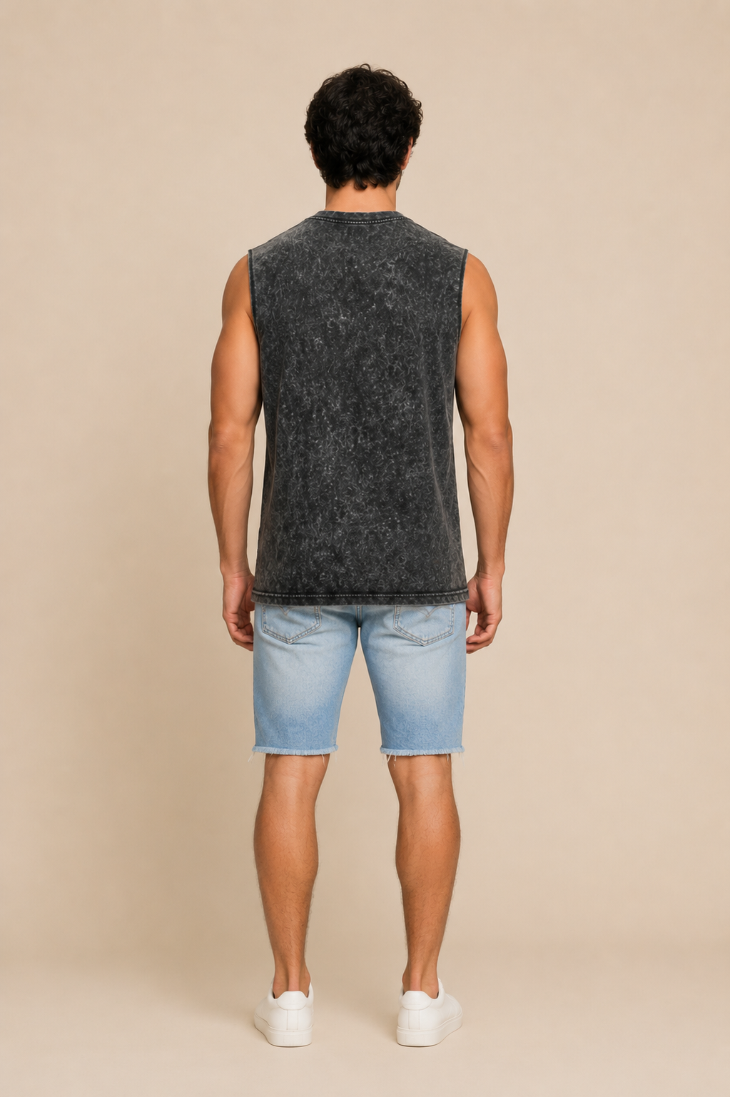 Acid Washed Vest - Black