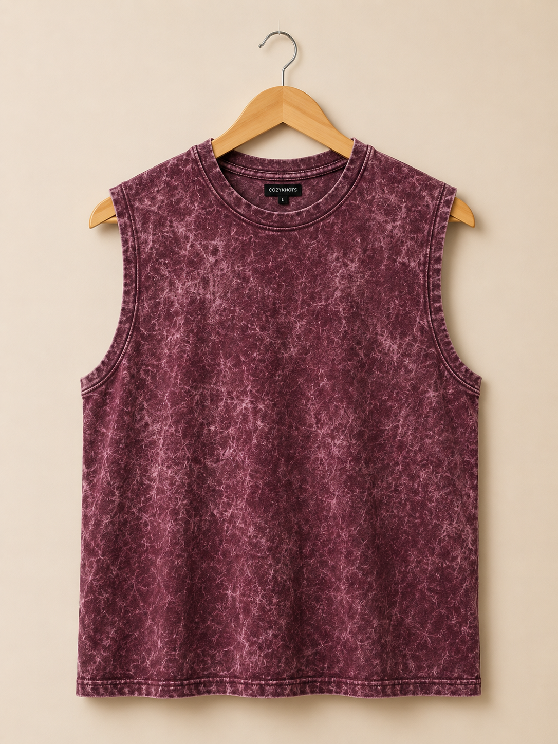 Acid Washed Vest - Maroon