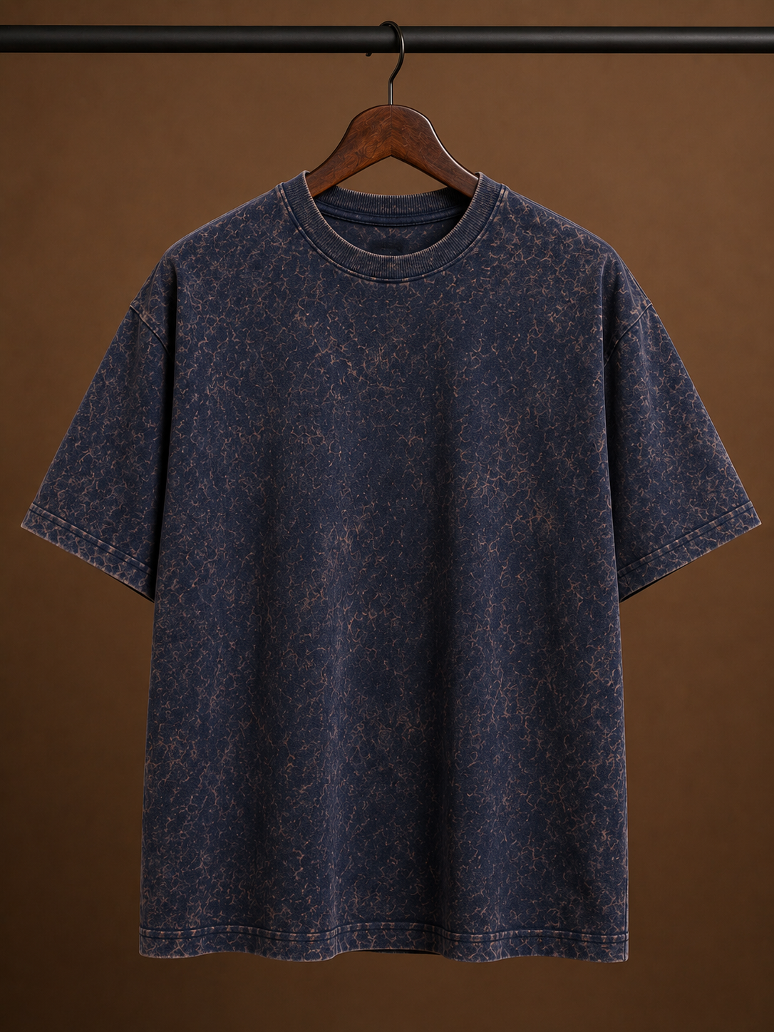 Oversized Acid Wash Tee - Navy