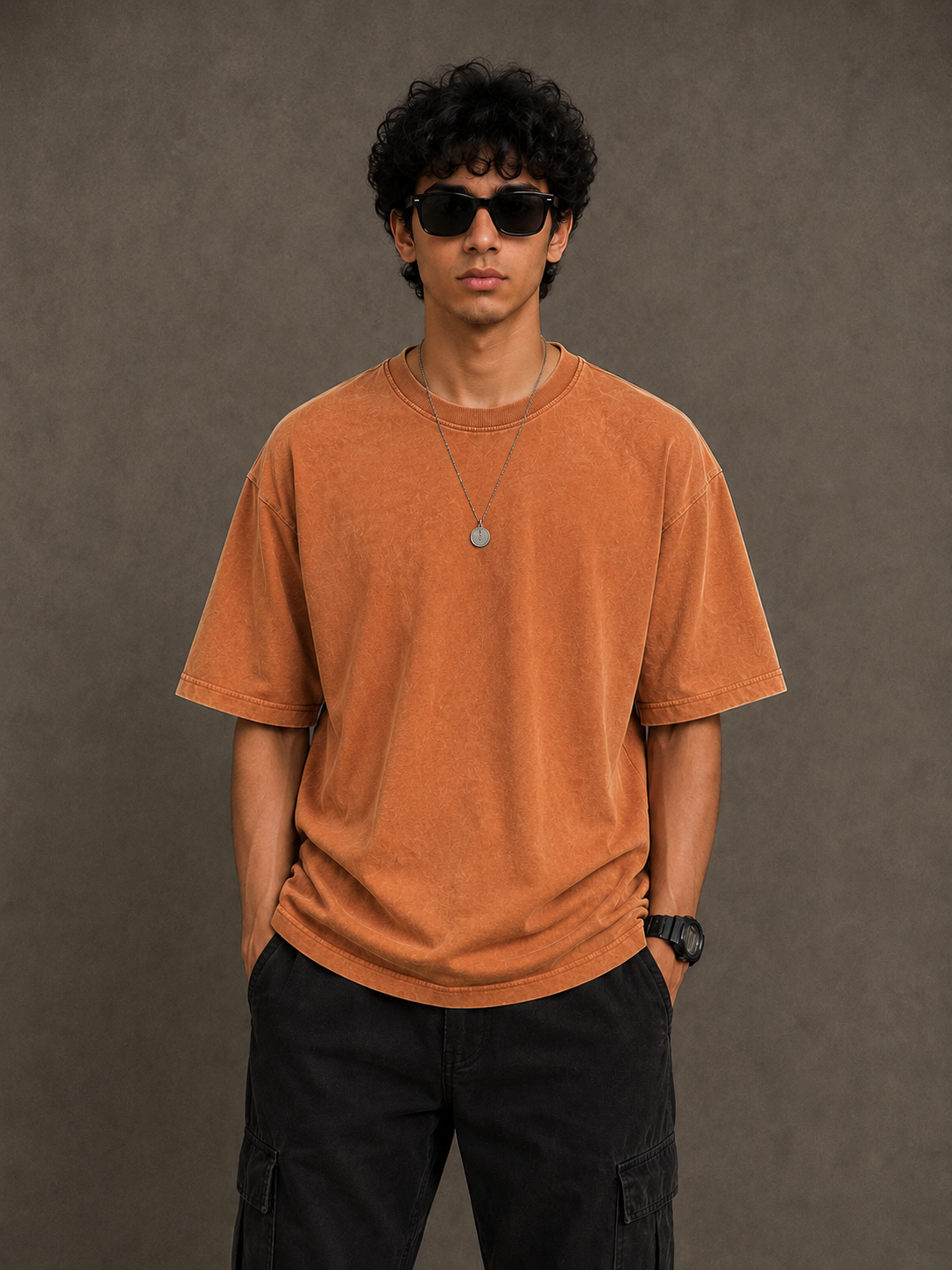 Oversized Acid Wash Tee - Metallic Bronze