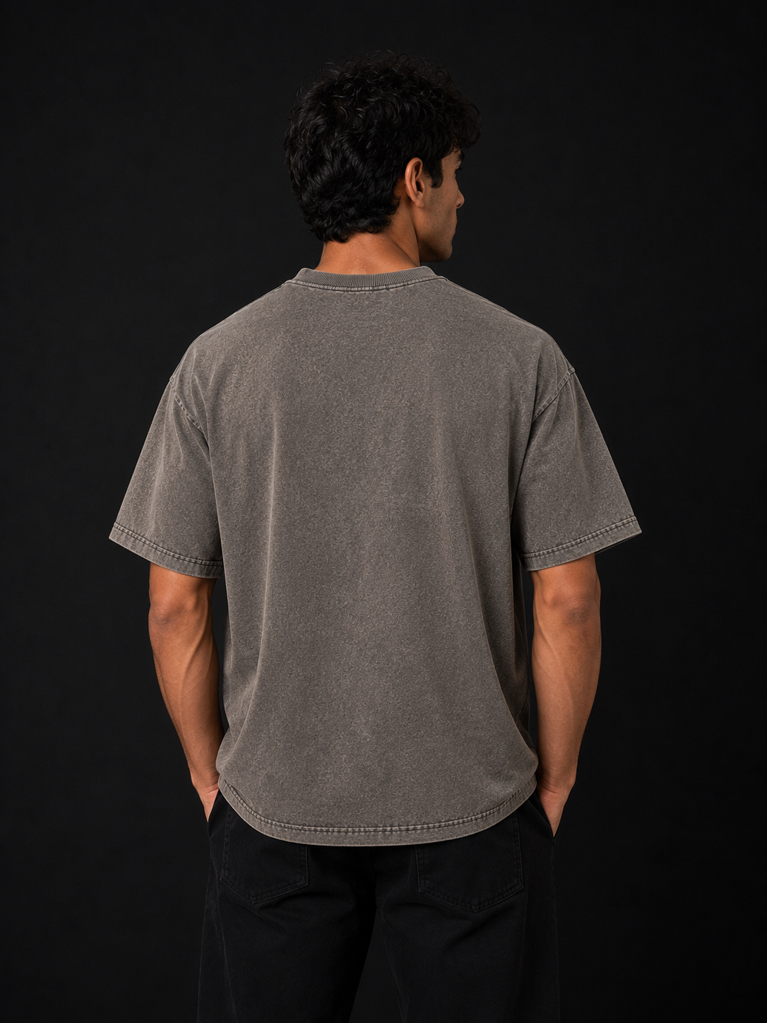 Oversized Acid Wash Tee - Grey