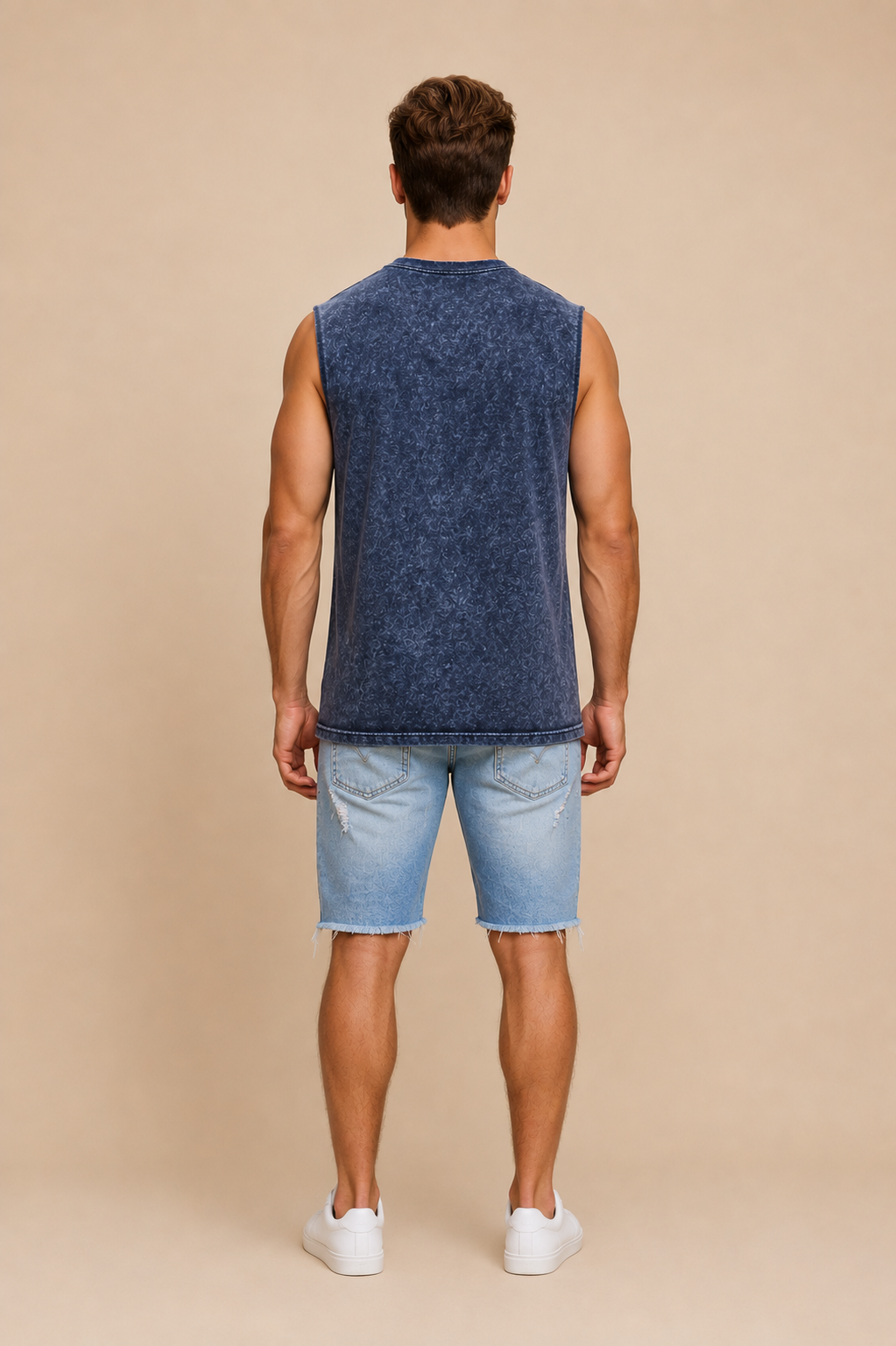 Acid Washed Vest - Navy Blue