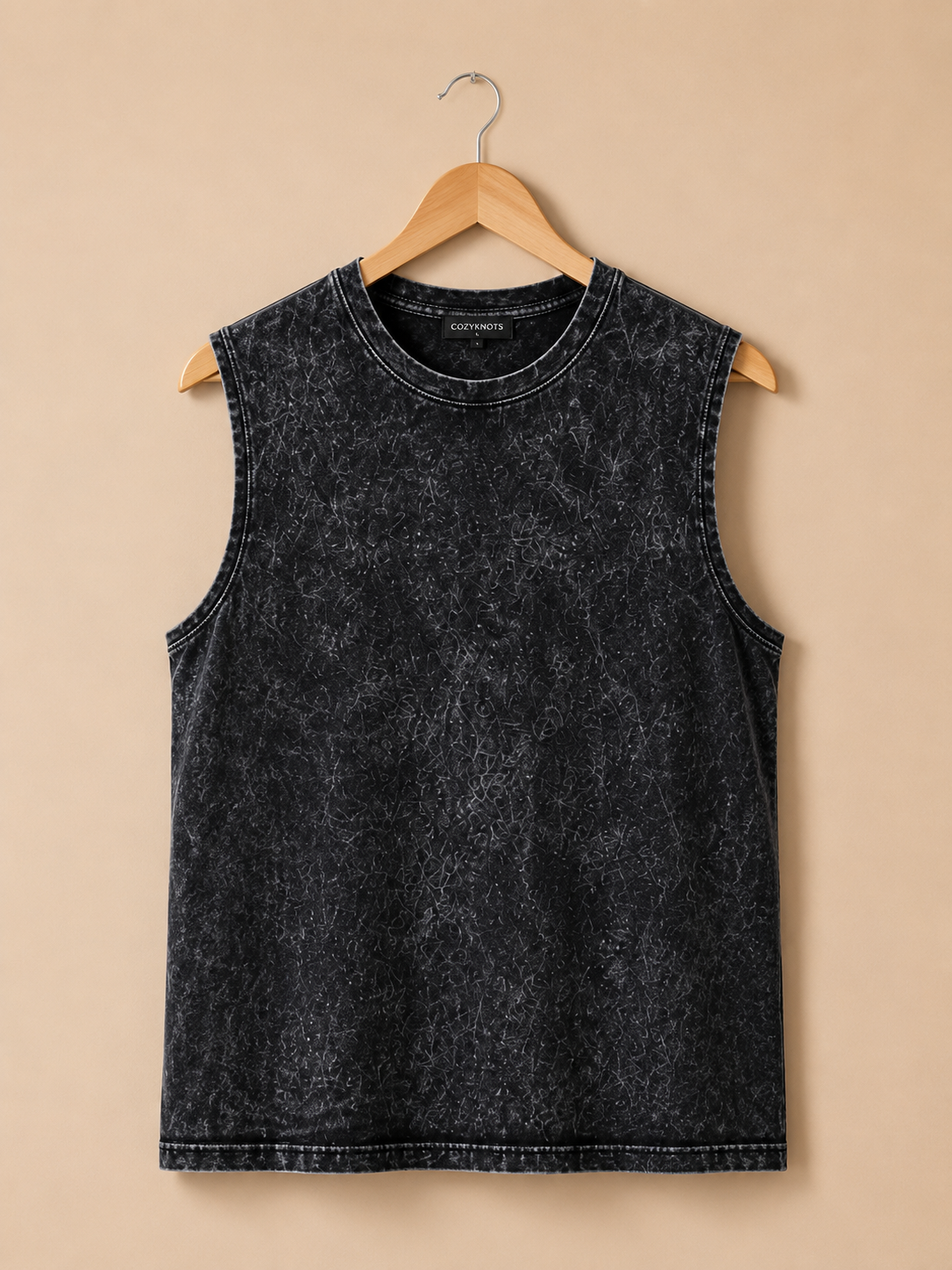 Acid Washed Vest - Black