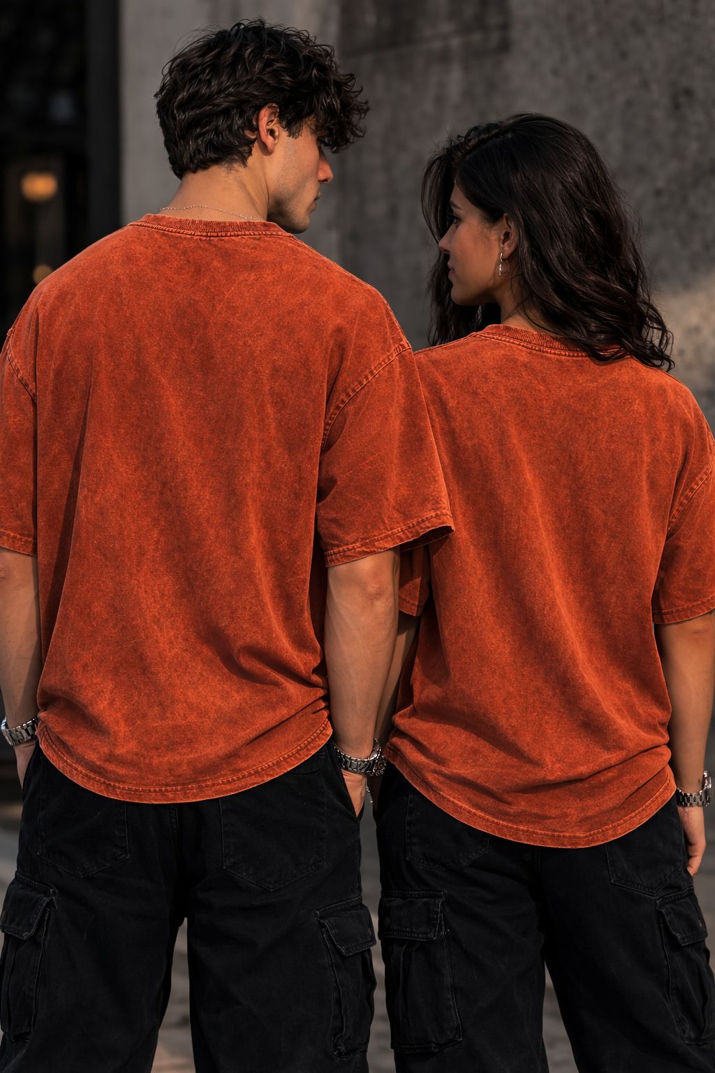 CozyKnots Oversized Acid Wash Tee - Rust