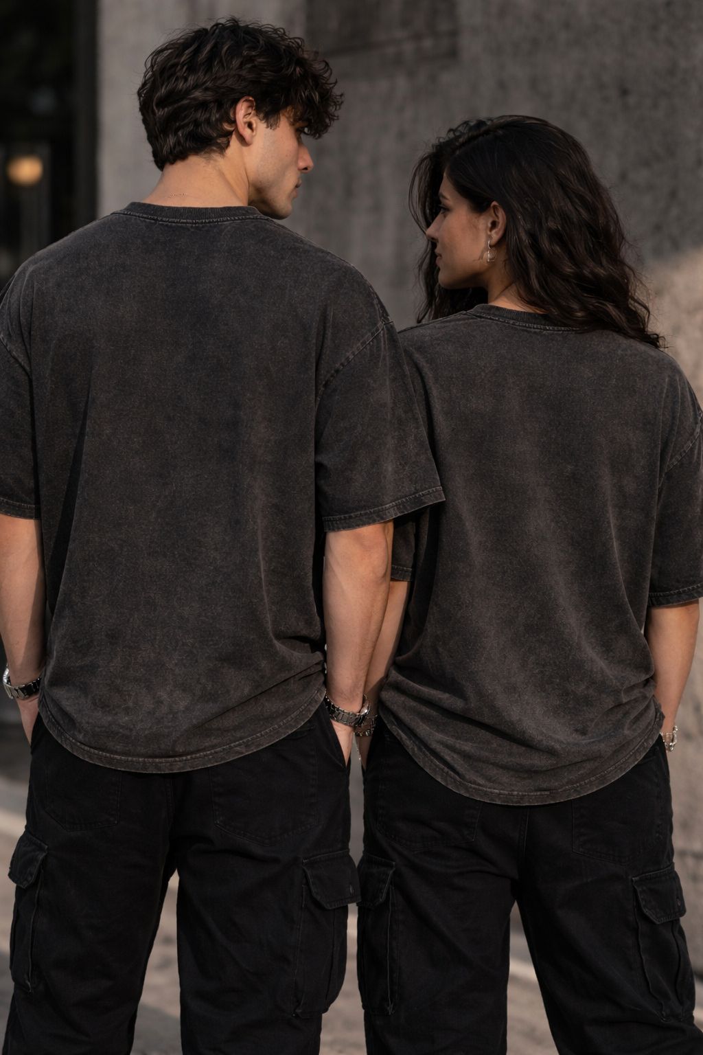 Oversized Acid Wash Tee - Washed Black
