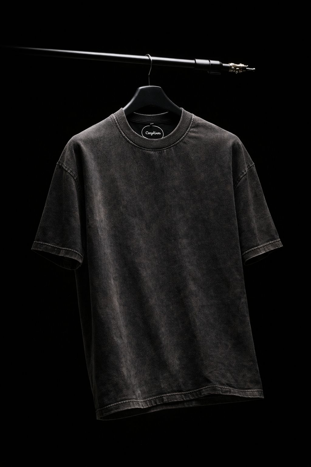 CozyKnots Oversized Acid Wash Tee - Black